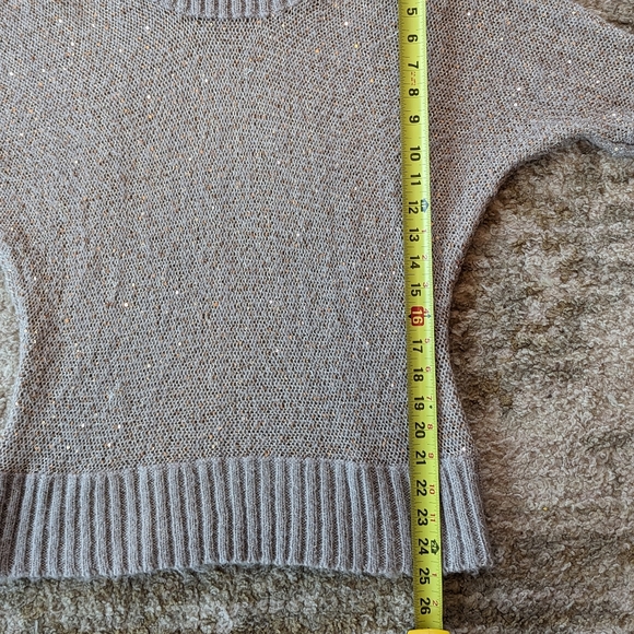 Elle Gold Sequin Cowl Neck Off Shoulder Sweater Women's Small Oversized - Picture 8 of 10